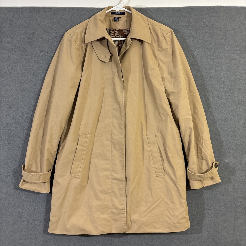 Chaps Womens M‎ Khaki Jacket Equestrian Lining Classic Timeless Old Money Look